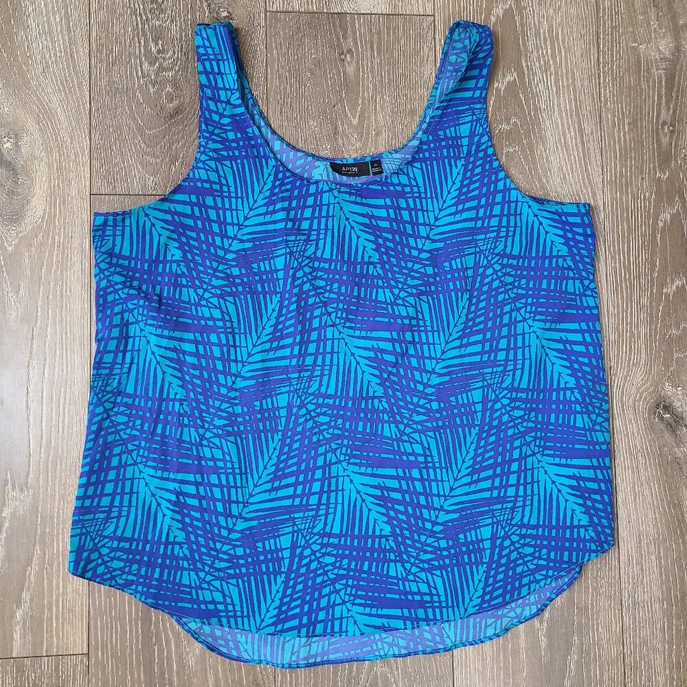 Apt 9 Essentials Blue Palm Leaves Tank Top